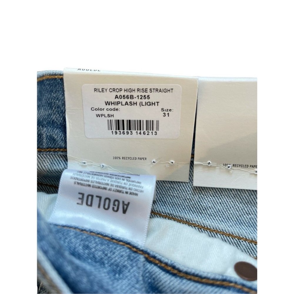 Agolde Riley High Rise Straight Crop Jeans Whiplash NWT - Picture 6 of 10